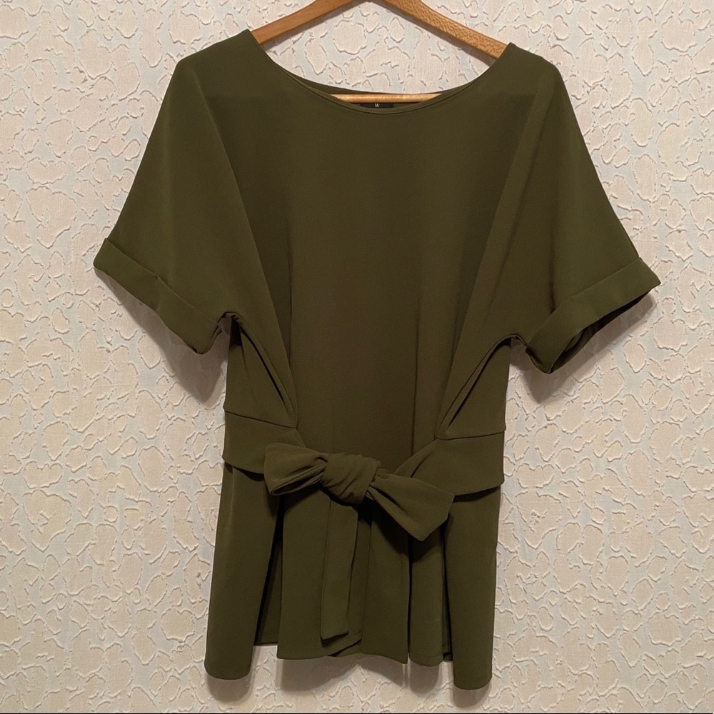 Worthington Belted Cuffed Career Top